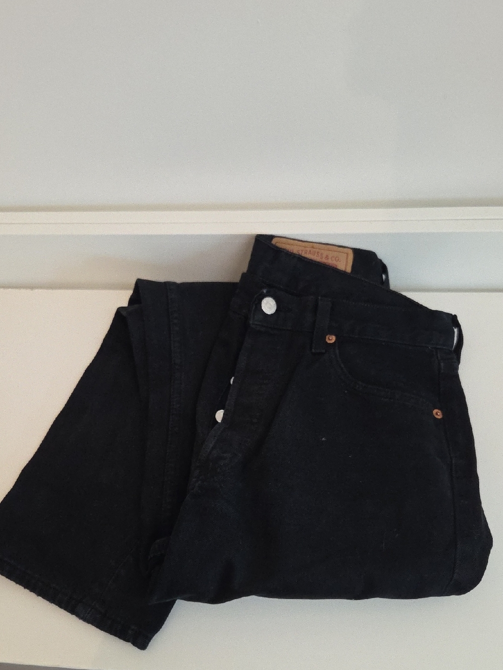 Black High-Waist Button-Fly Levis Jeans, 30x30